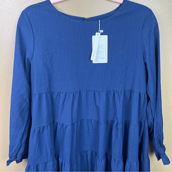 NEW Navy Blue Ruffle Dress Women's Small - Picture 2 of 15